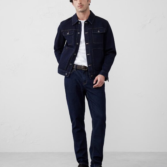 Banana Republic Men's Large Navy Denim Button Closure Jacket - New with Tags - Picture 1 of 7